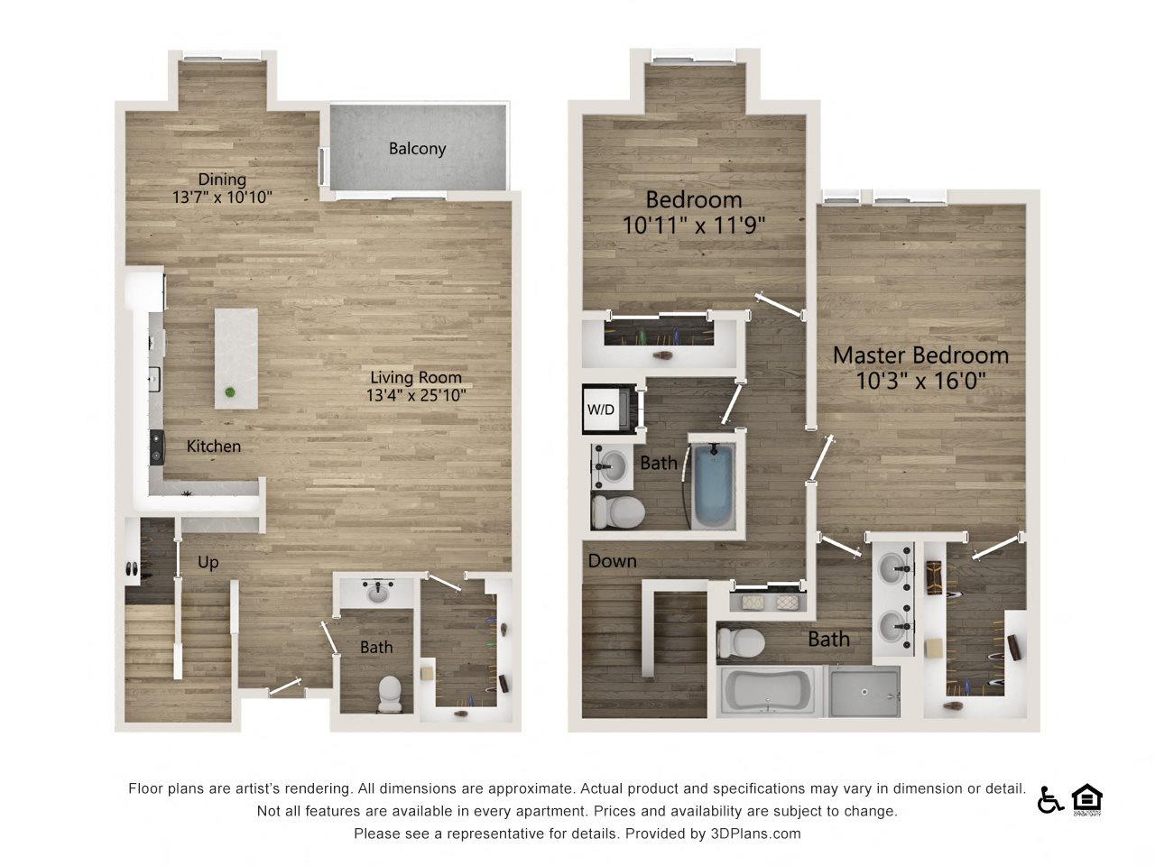 two bedroom three bath townhome 2320 SF